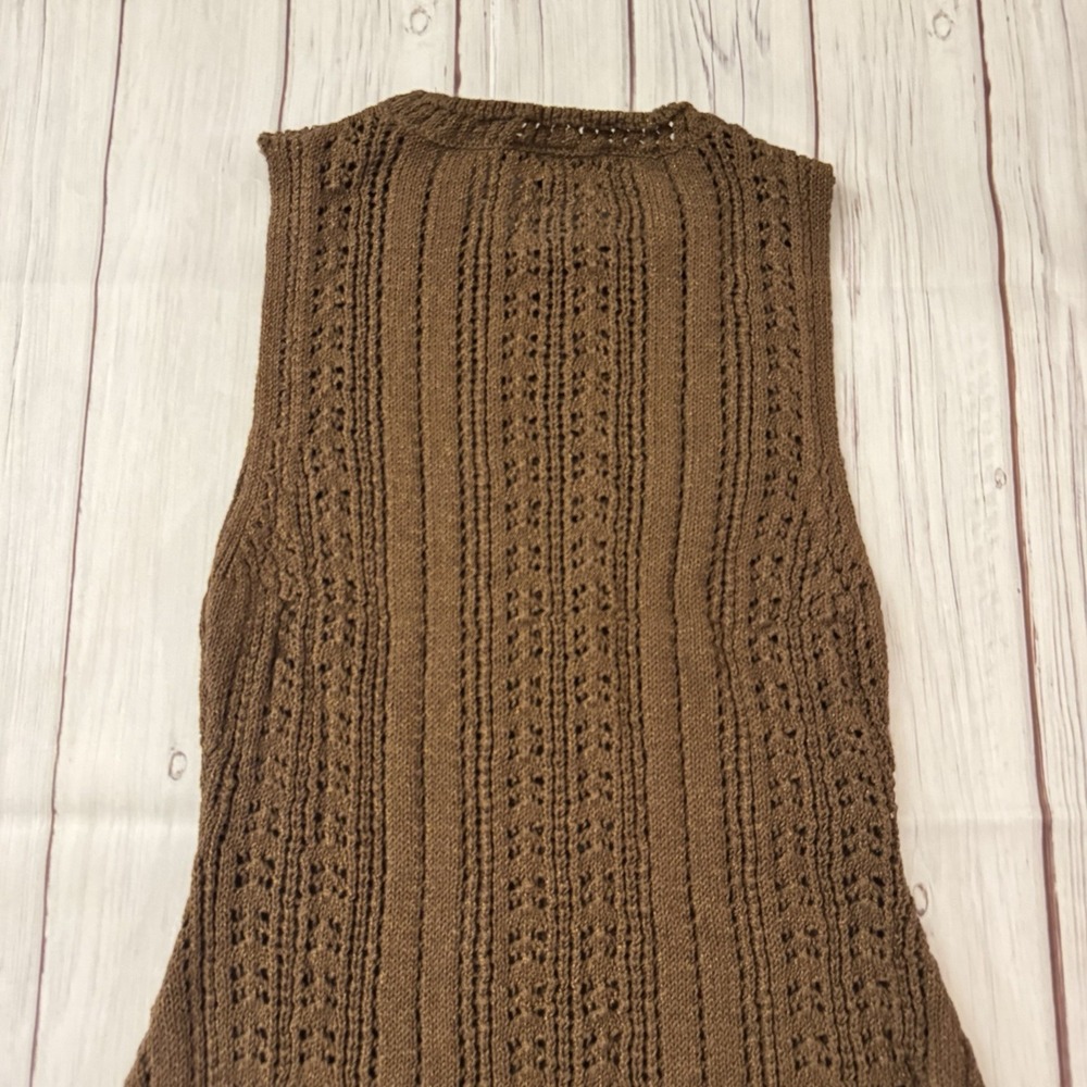 Zara Crochet Knit Mini Dress Brown Size Small Women's Sexy Summer‎ - Picture 12 of 13